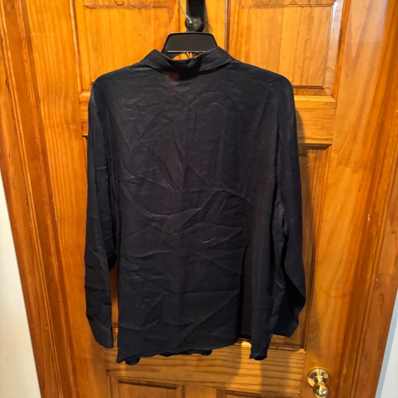 J. Jill Love Linen Button Front Shirt in Navy XL - Picture 3 of 6